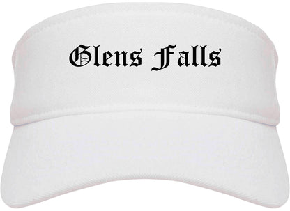 Glens Falls New York NY Old English Mens Visor Cap Hat White