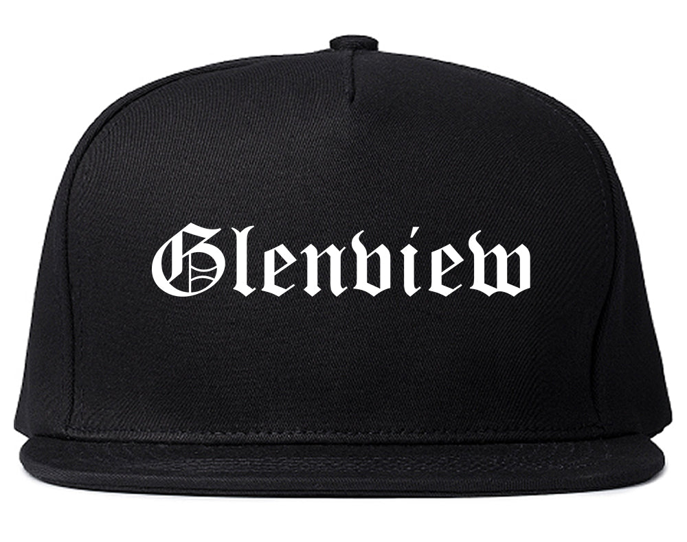Glenview Illinois IL Old English Mens Snapback Hat Black