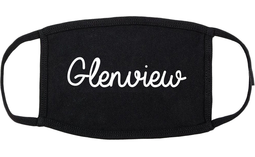 Glenview Illinois IL Script Cotton Face Mask Black