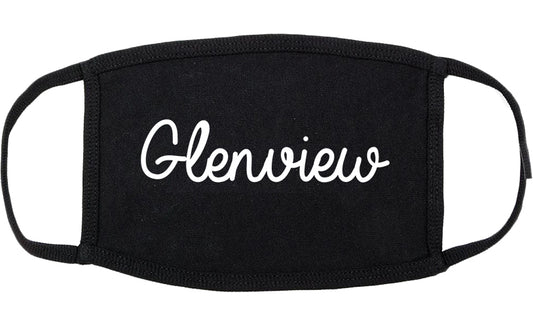 Glenview Illinois IL Script Cotton Face Mask Black