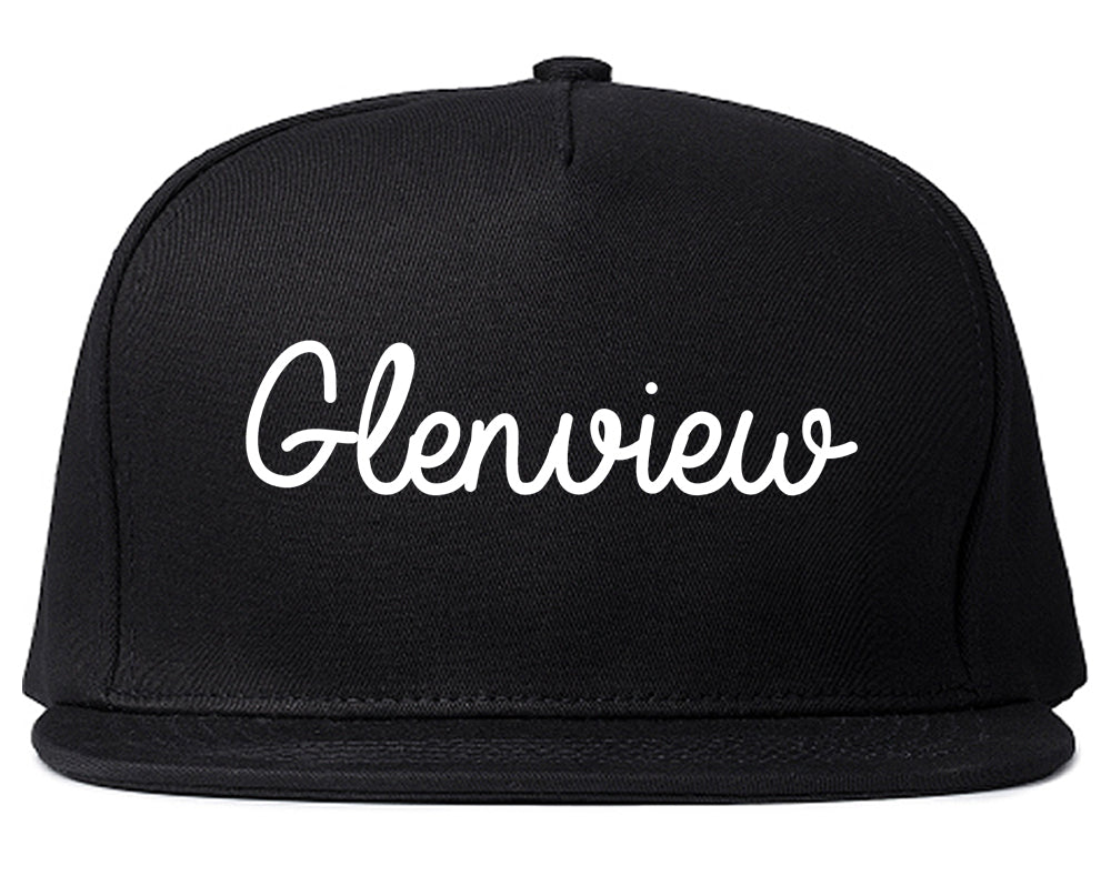 Glenview Illinois IL Script Mens Snapback Hat Black