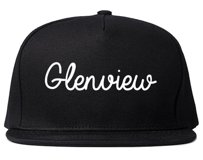 Glenview Illinois IL Script Mens Snapback Hat Black