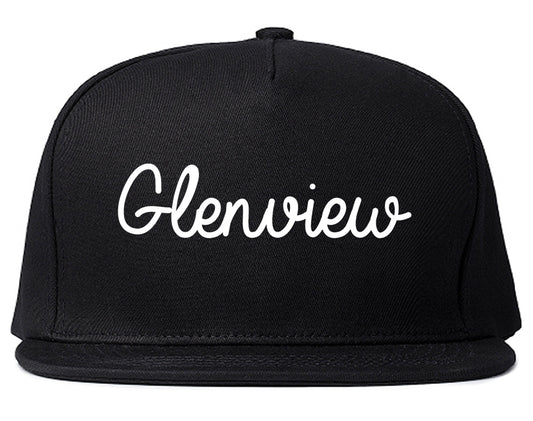 Glenview Illinois IL Script Mens Snapback Hat Black