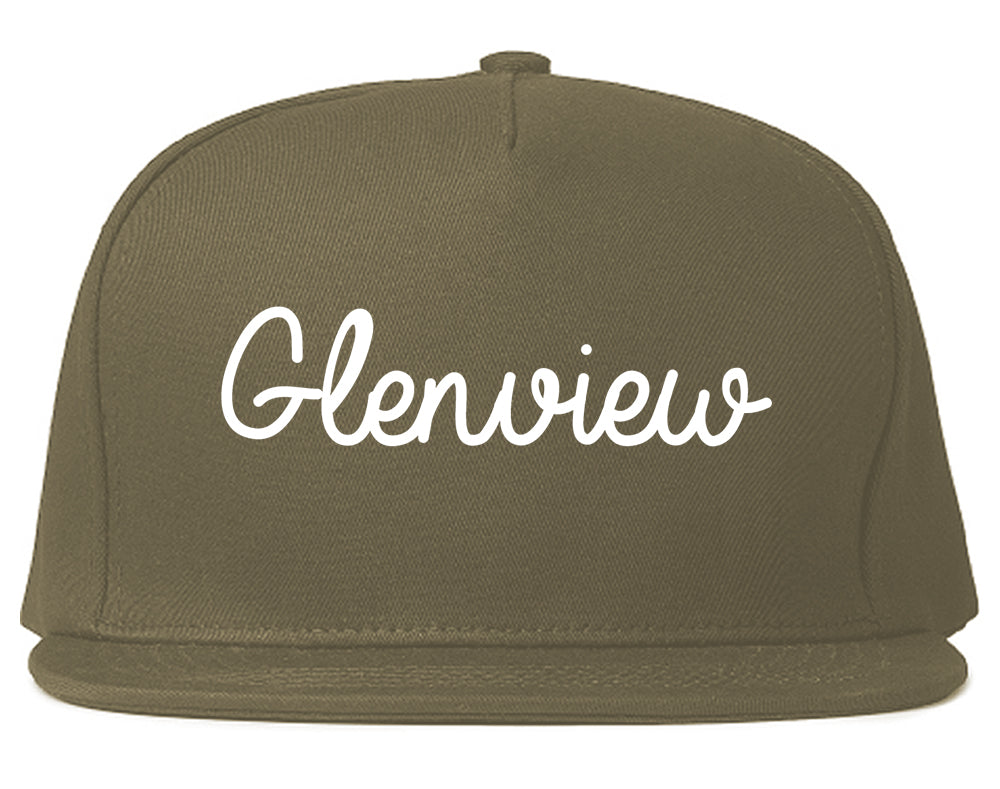 Glenview Illinois IL Script Mens Snapback Hat Grey
