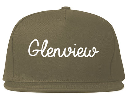 Glenview Illinois IL Script Mens Snapback Hat Grey