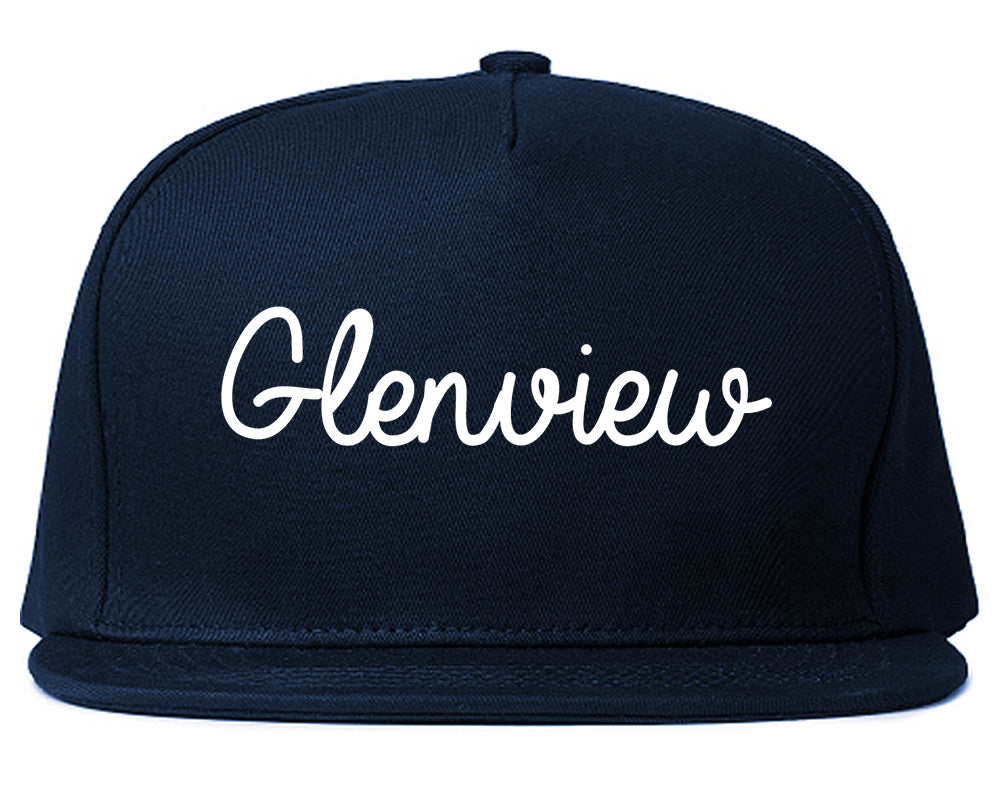 Glenview Illinois IL Script Mens Snapback Hat Navy Blue