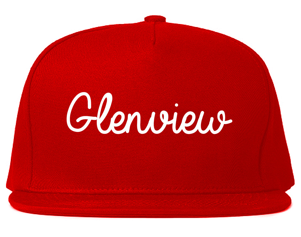 Glenview Illinois IL Script Mens Snapback Hat Red