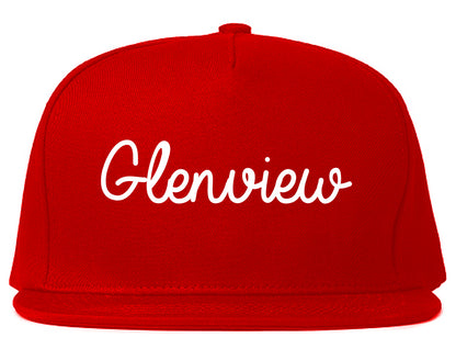 Glenview Illinois IL Script Mens Snapback Hat Red
