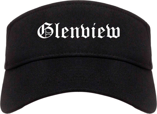 Glenview Illinois IL Old English Mens Visor Cap Hat Black