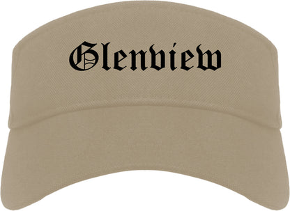 Glenview Illinois IL Old English Mens Visor Cap Hat Khaki