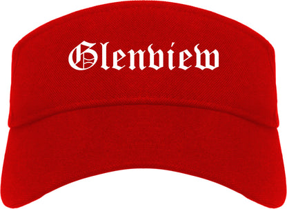 Glenview Illinois IL Old English Mens Visor Cap Hat Red