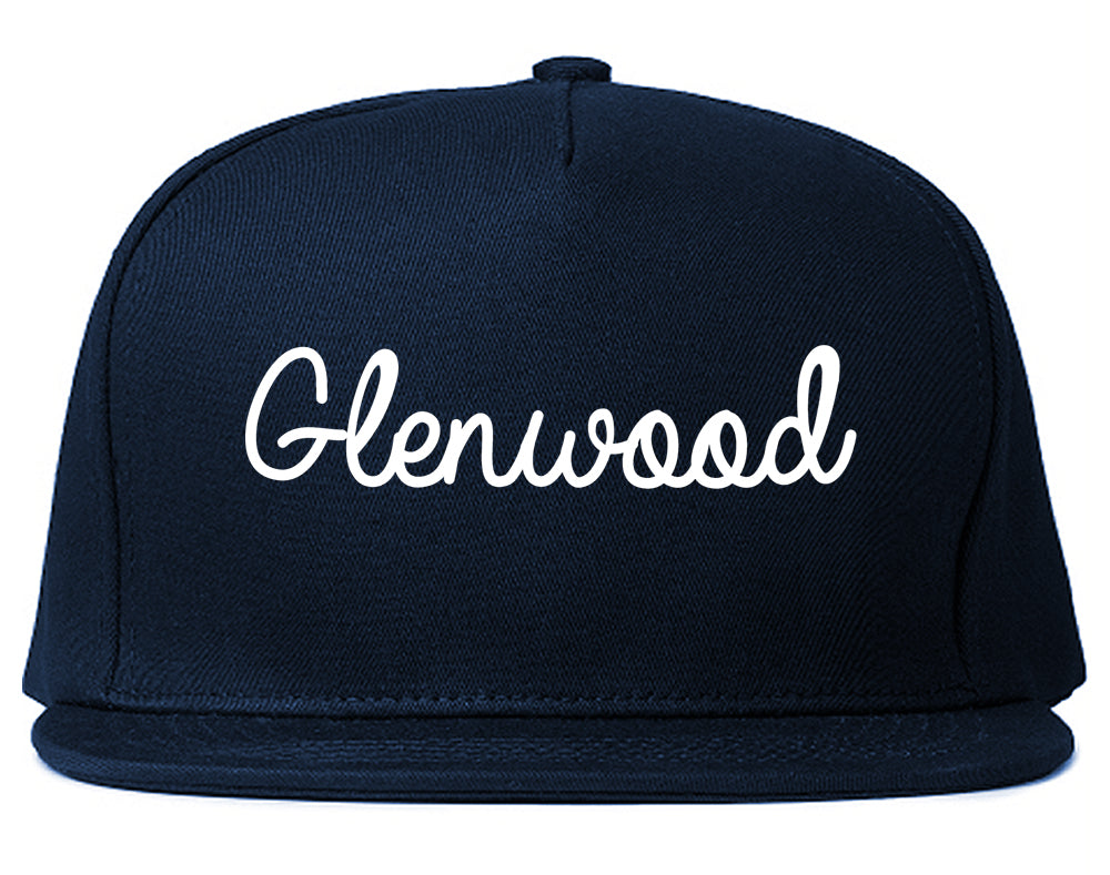 Glenwood Illinois IL Script Mens Snapback Hat Navy Blue
