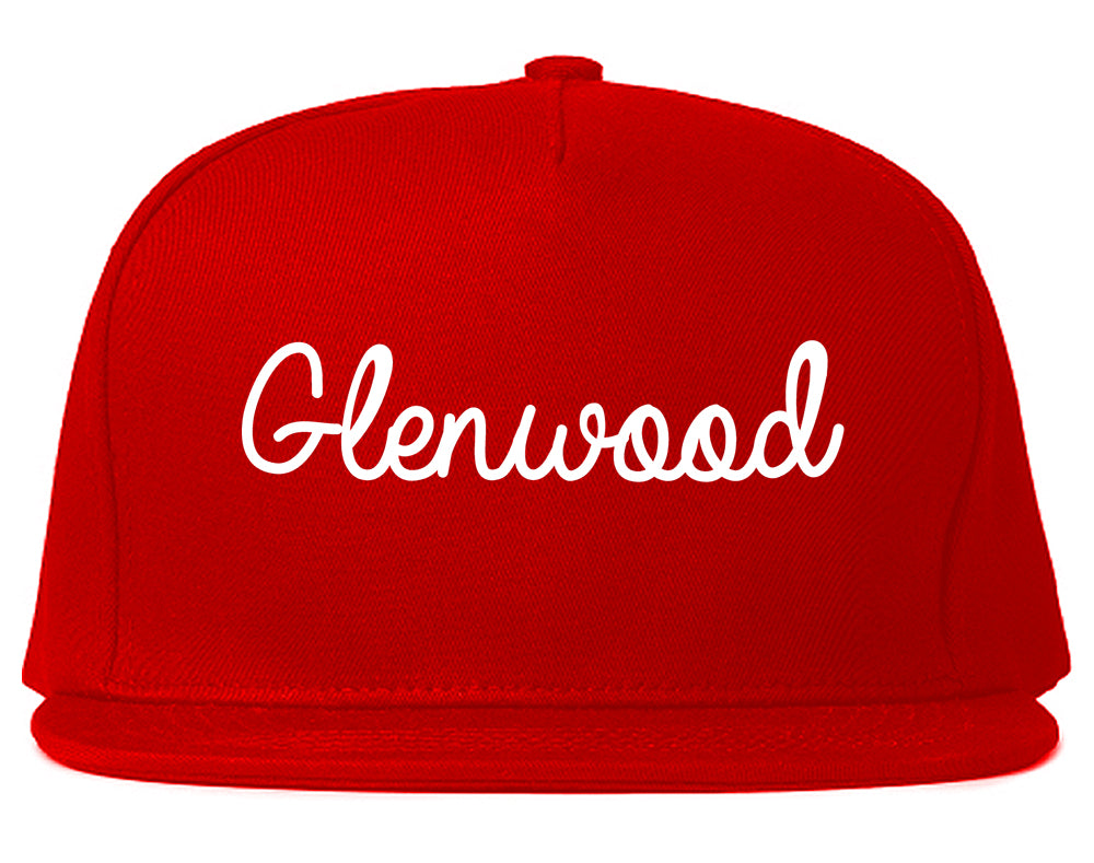 Glenwood Illinois IL Script Mens Snapback Hat Red