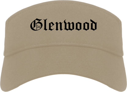 Glenwood Illinois IL Old English Mens Visor Cap Hat Khaki