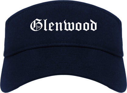 Glenwood Illinois IL Old English Mens Visor Cap Hat Navy Blue