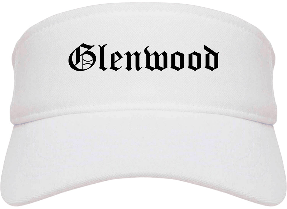 Glenwood Illinois IL Old English Mens Visor Cap Hat White