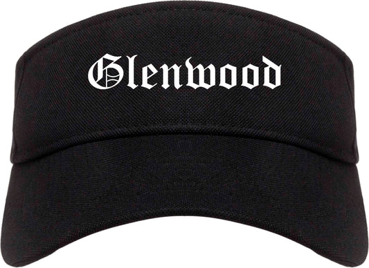 Glenwood Iowa IA Old English Mens Visor Cap Hat Black