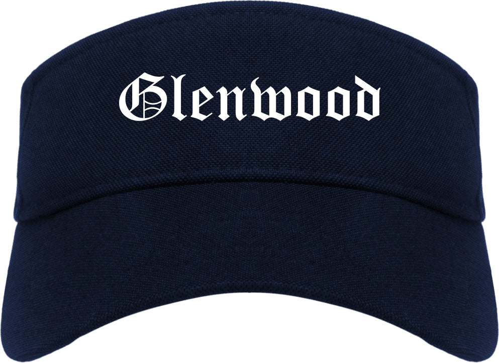 Glenwood Iowa IA Old English Mens Visor Cap Hat Navy Blue