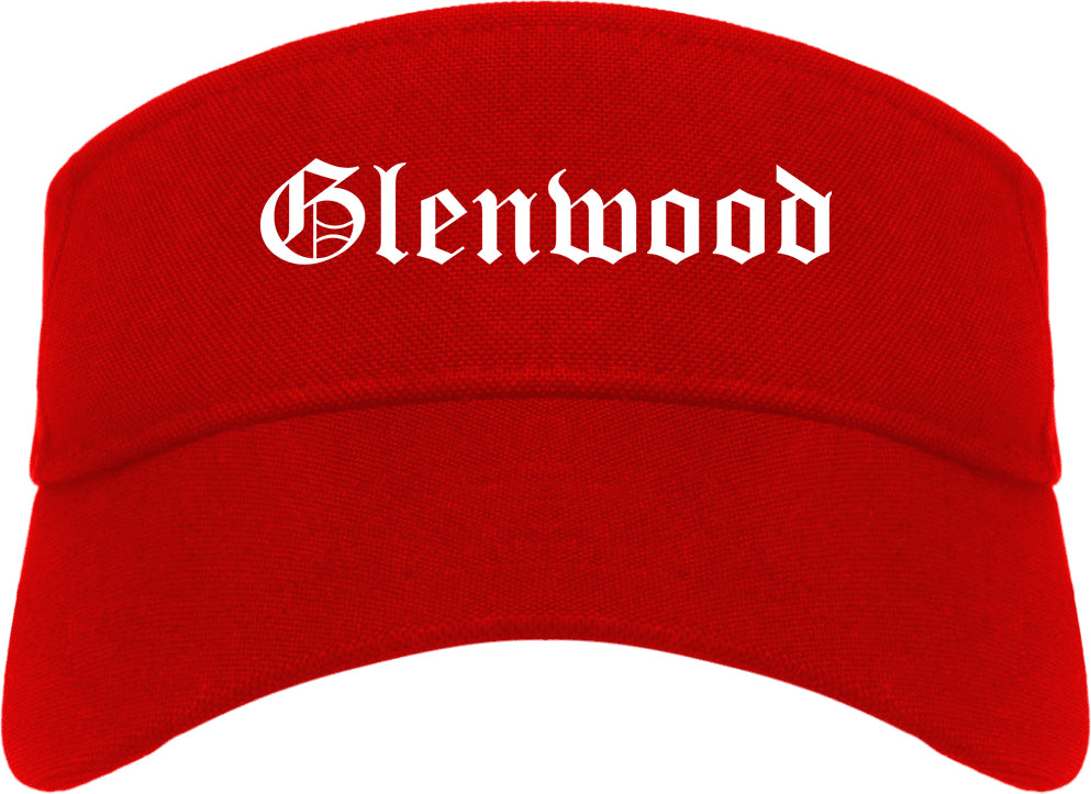 Glenwood Iowa IA Old English Mens Visor Cap Hat Red