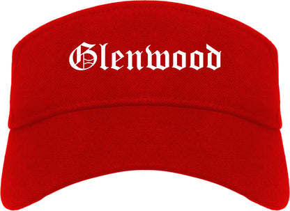 Glenwood Iowa IA Old English Mens Visor Cap Hat Red