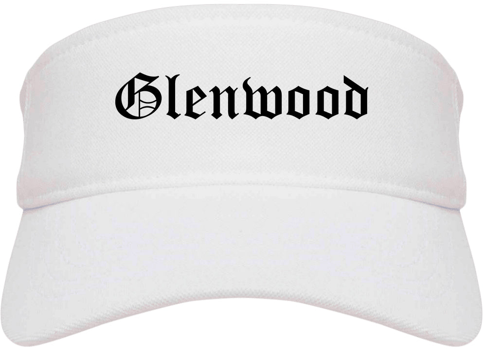 Glenwood Iowa IA Old English Mens Visor Cap Hat White