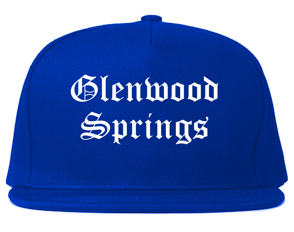 Glenwood Springs Colorado CO Old English Mens Snapback Hat Royal Blue
