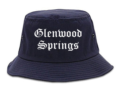 Glenwood Springs Colorado CO Old English Mens Bucket Hat Navy Blue