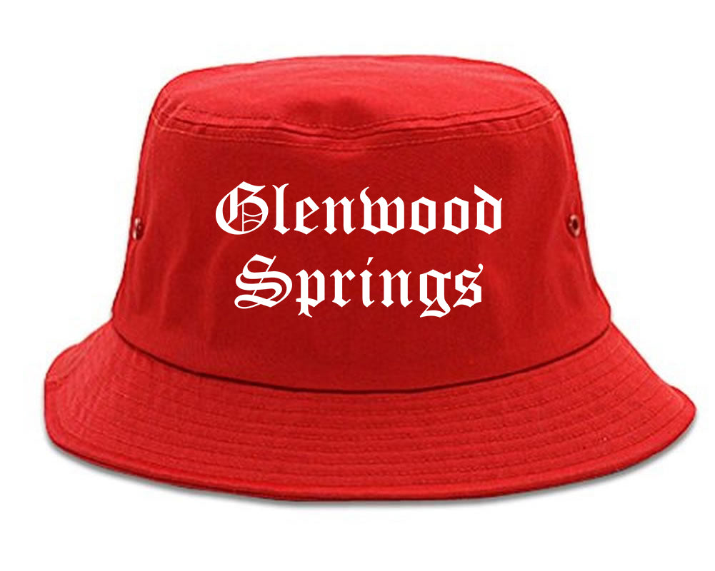 Glenwood Springs Colorado CO Old English Mens Bucket Hat Red