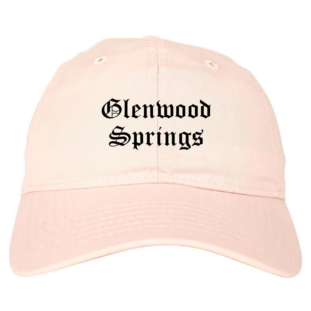Glenwood Springs Colorado CO Old English Mens Dad Hat Baseball Cap Pink