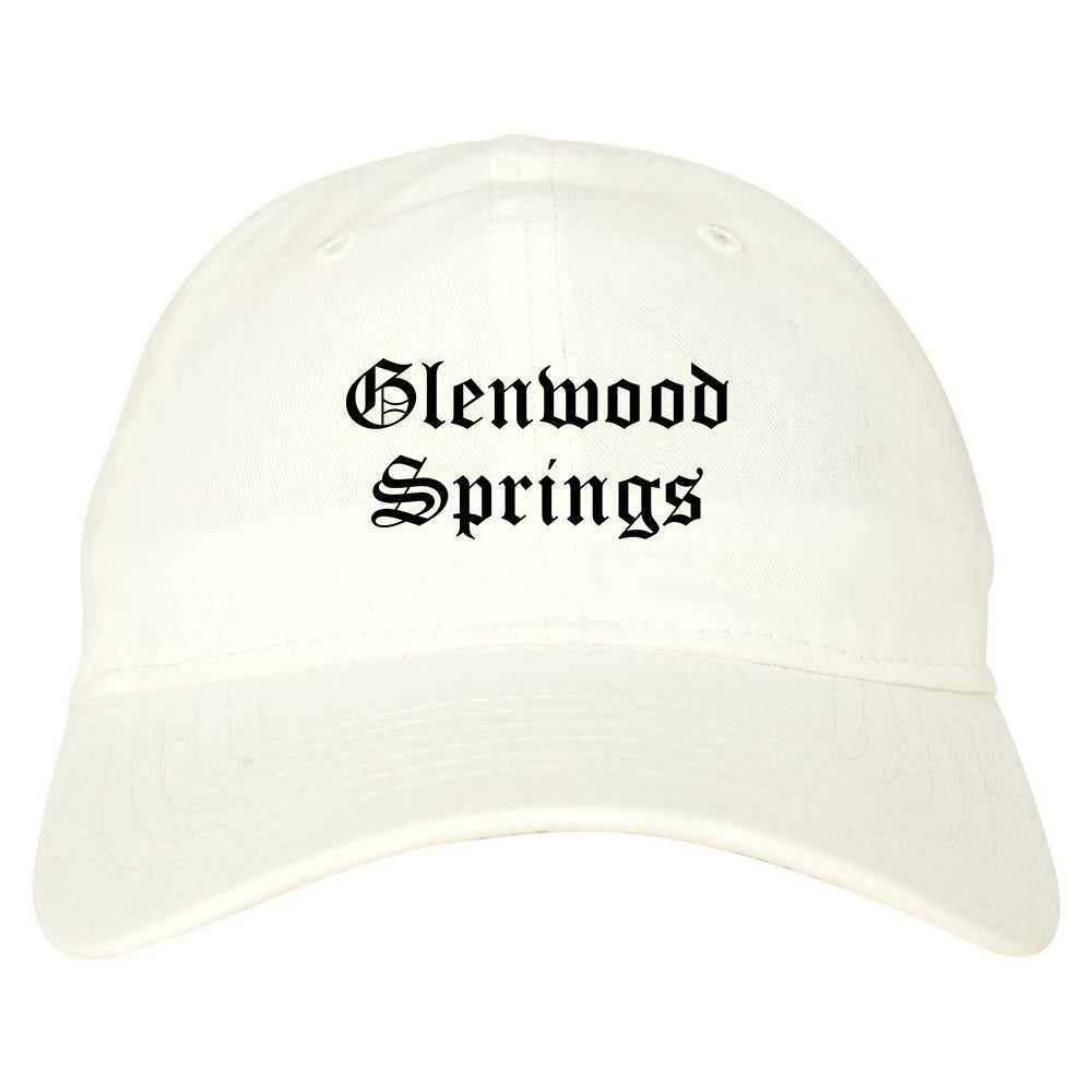 Glenwood Springs Colorado CO Old English Mens Dad Hat Baseball Cap White