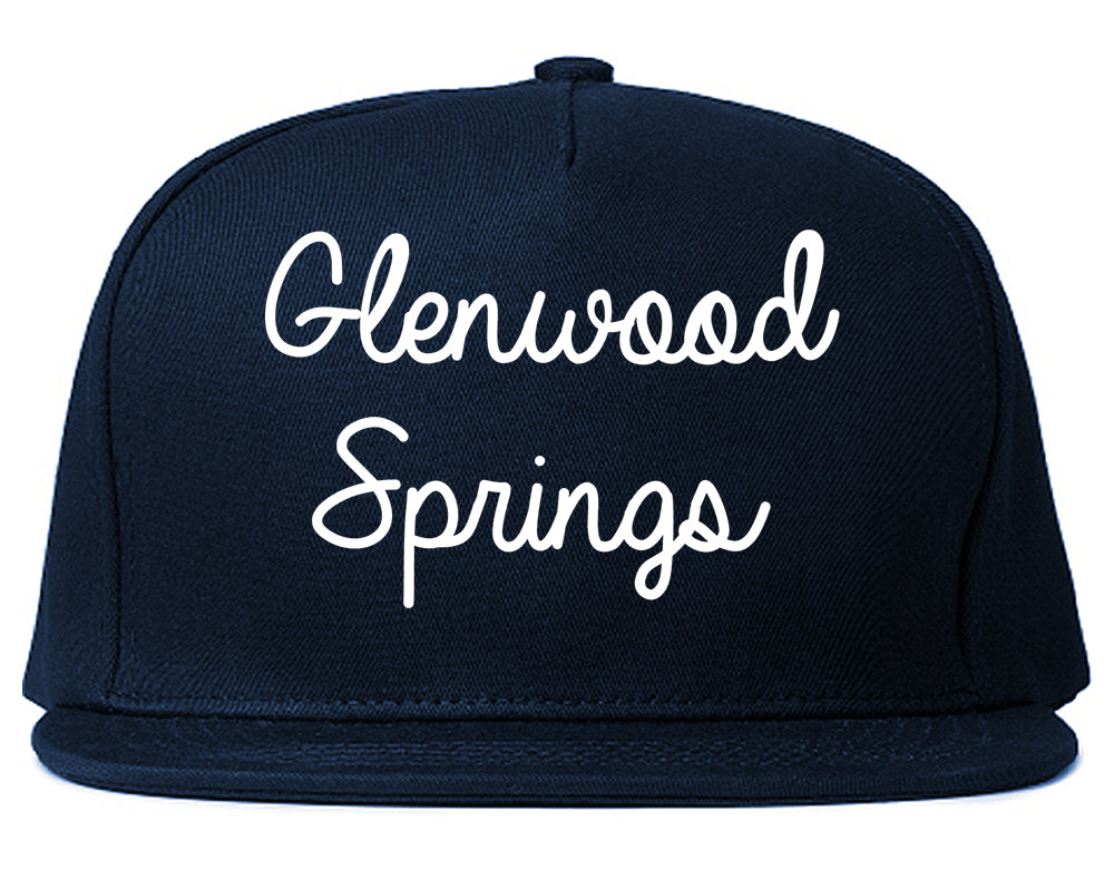 Glenwood Springs Colorado CO Script Mens Snapback Hat Navy Blue