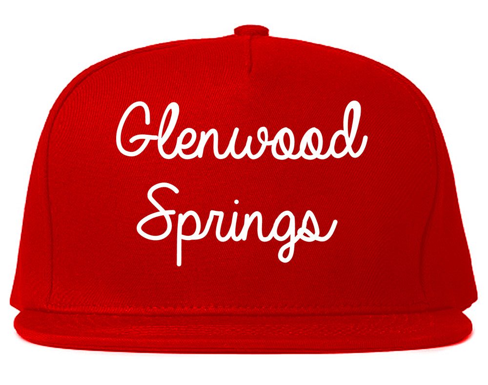 Glenwood Springs Colorado CO Script Mens Snapback Hat Red