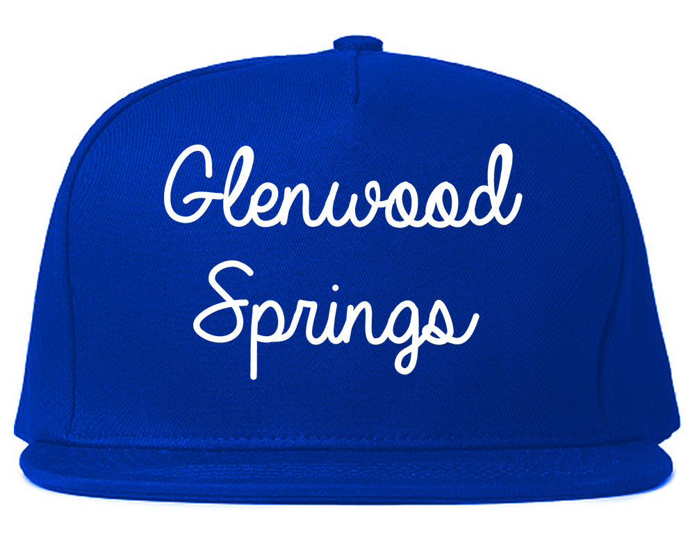 Glenwood Springs Colorado CO Script Mens Snapback Hat Royal Blue