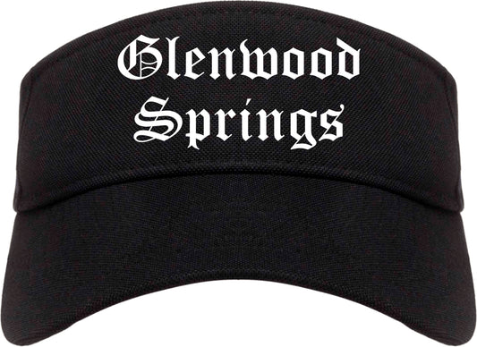 Glenwood Springs Colorado CO Old English Mens Visor Cap Hat Black