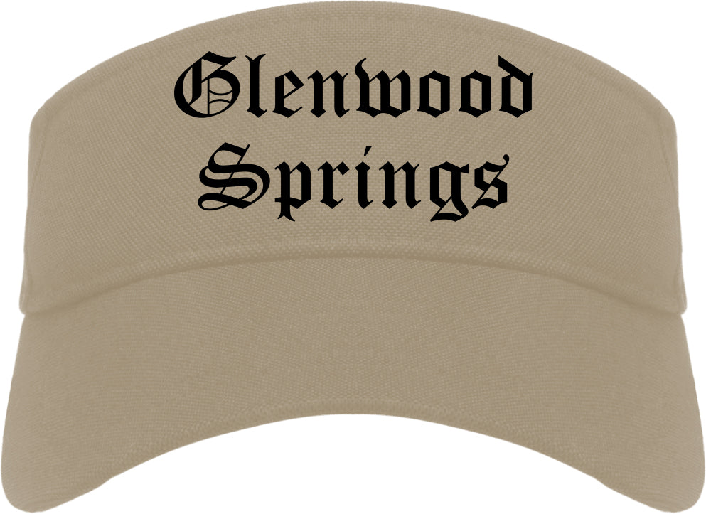 Glenwood Springs Colorado CO Old English Mens Visor Cap Hat Khaki