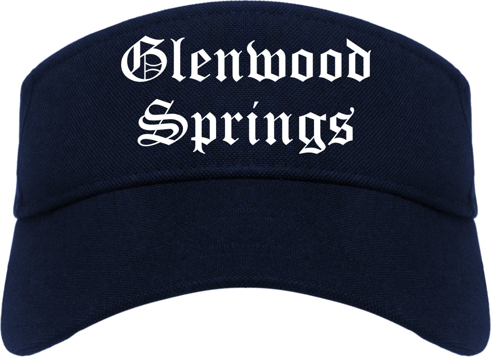 Glenwood Springs Colorado CO Old English Mens Visor Cap Hat Navy Blue
