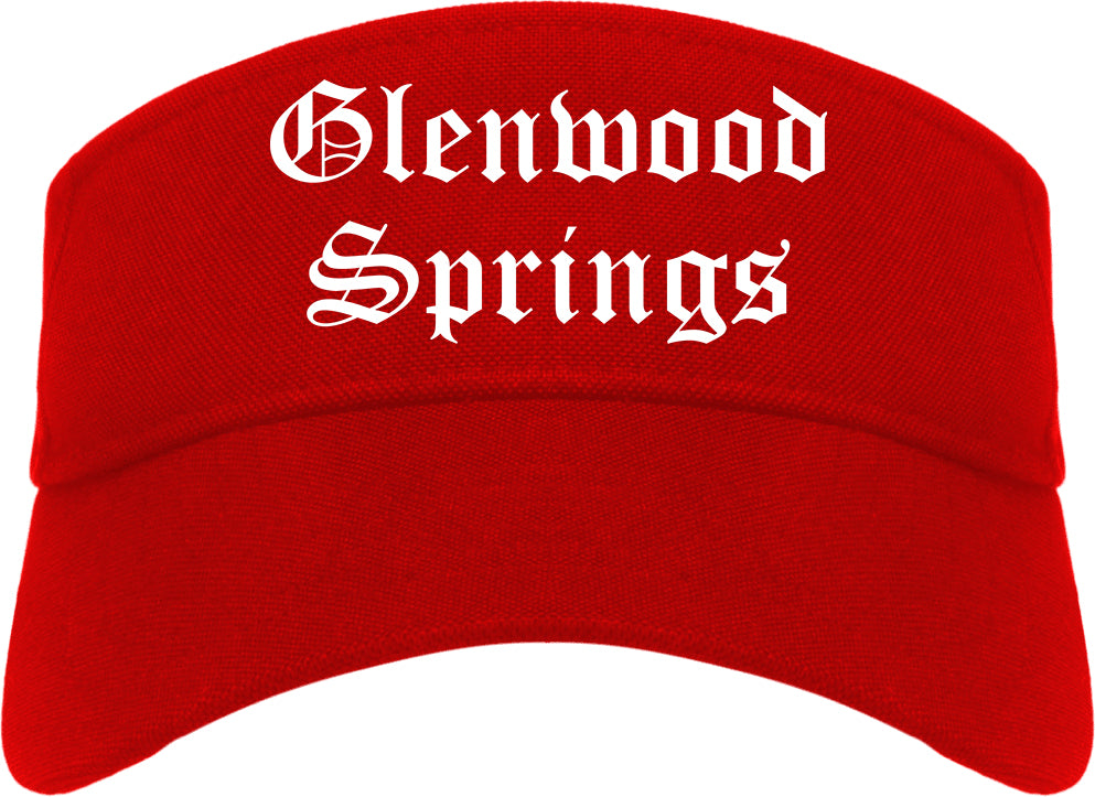 Glenwood Springs Colorado CO Old English Mens Visor Cap Hat Red