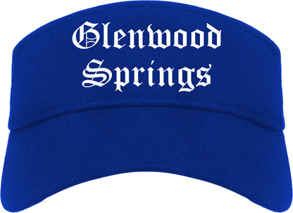 Glenwood Springs Colorado CO Old English Mens Visor Cap Hat Royal Blue