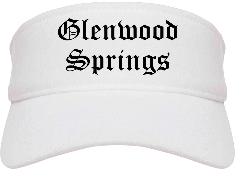 Glenwood Springs Colorado CO Old English Mens Visor Cap Hat White