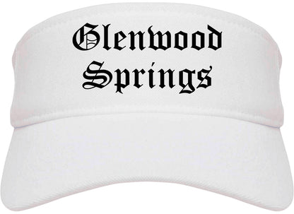 Glenwood Springs Colorado CO Old English Mens Visor Cap Hat White
