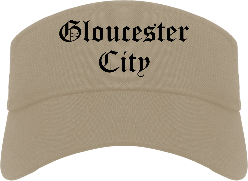 Gloucester City New Jersey NJ Old English Mens Visor Cap Hat Khaki