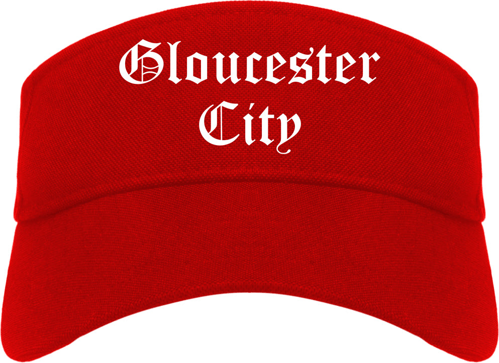 Gloucester City New Jersey NJ Old English Mens Visor Cap Hat Red