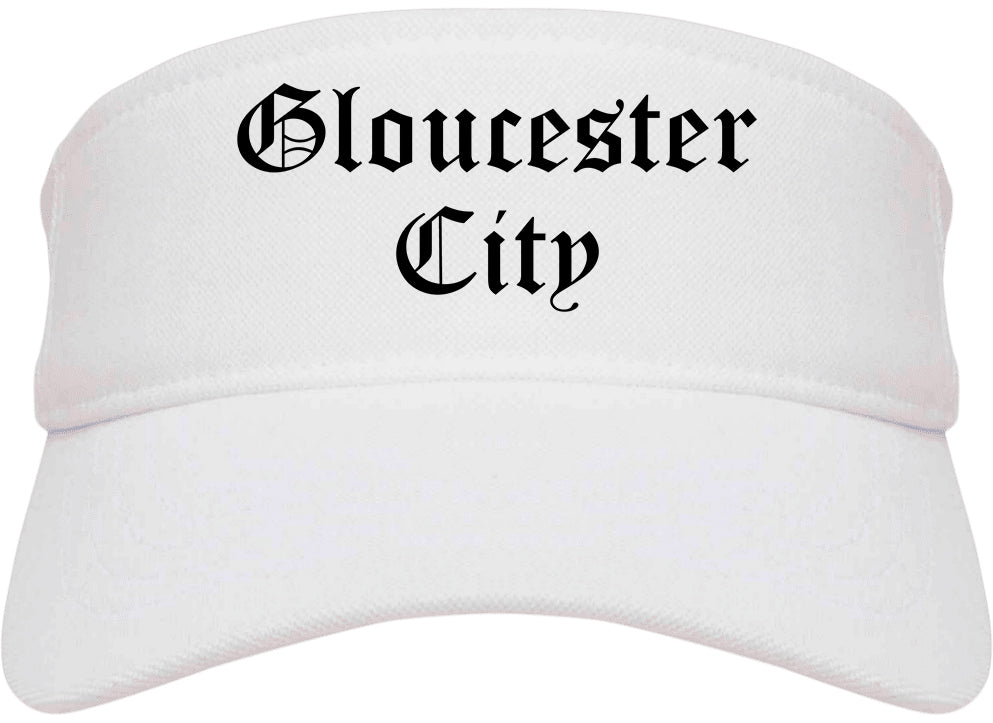 Gloucester City New Jersey NJ Old English Mens Visor Cap Hat White