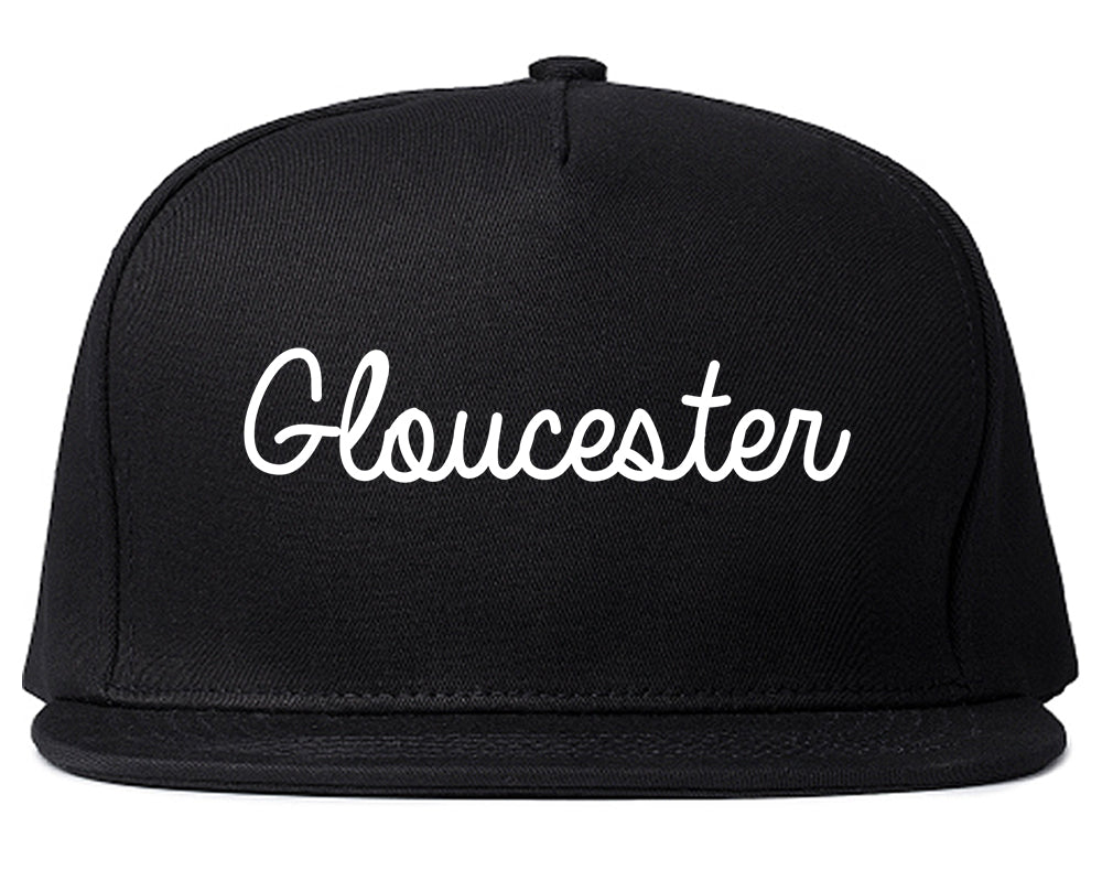 Gloucester Massachusetts MA Script Mens Snapback Hat Black