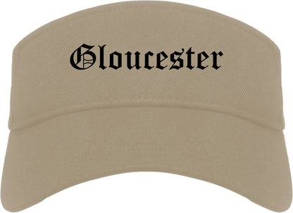 Gloucester Massachusetts MA Old English Mens Visor Cap Hat Khaki