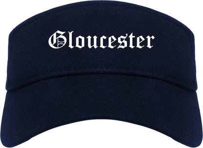 Gloucester Massachusetts MA Old English Mens Visor Cap Hat Navy Blue