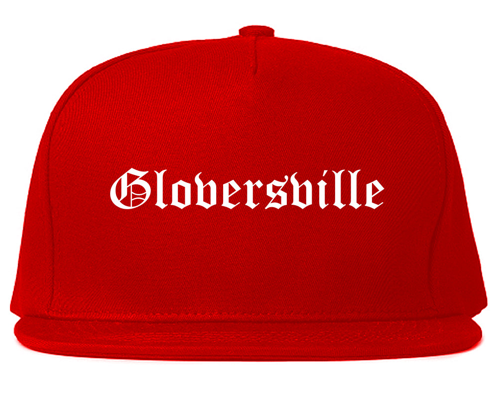 Gloversville New York NY Old English Mens Snapback Hat Red