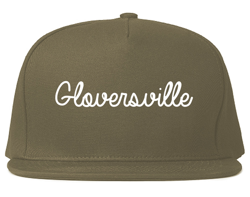 Gloversville New York NY Script Mens Snapback Hat Grey