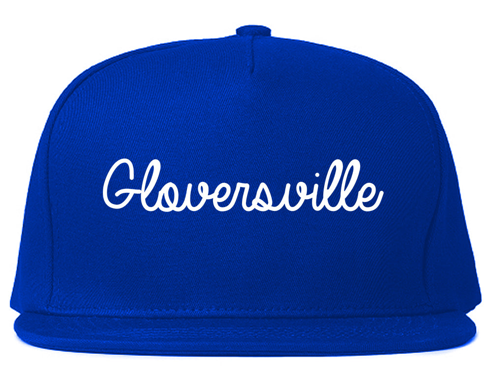 Gloversville New York NY Script Mens Snapback Hat Royal Blue