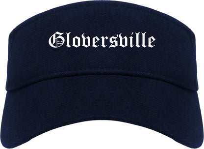 Gloversville New York NY Old English Mens Visor Cap Hat Navy Blue